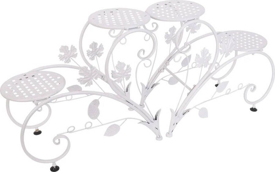 TwindleShop Plantenrek Binnen Planten Tafel Planten Meubel Metalen Plant Stand Creatieve Half Hartvormige Ladderplant Tafel Voor Meerdere Kamerplanten Wit