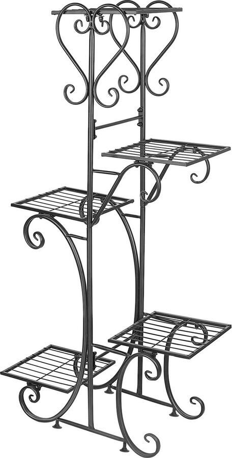 TwindleShop Plantenrek Binnen Planten Tafel Planten Meubel Metalen Plant Stand Creatieve Half Hartvormige Ladderplant Tafel Voor Meerdere Kamerplanten Zwart Metalen Rek