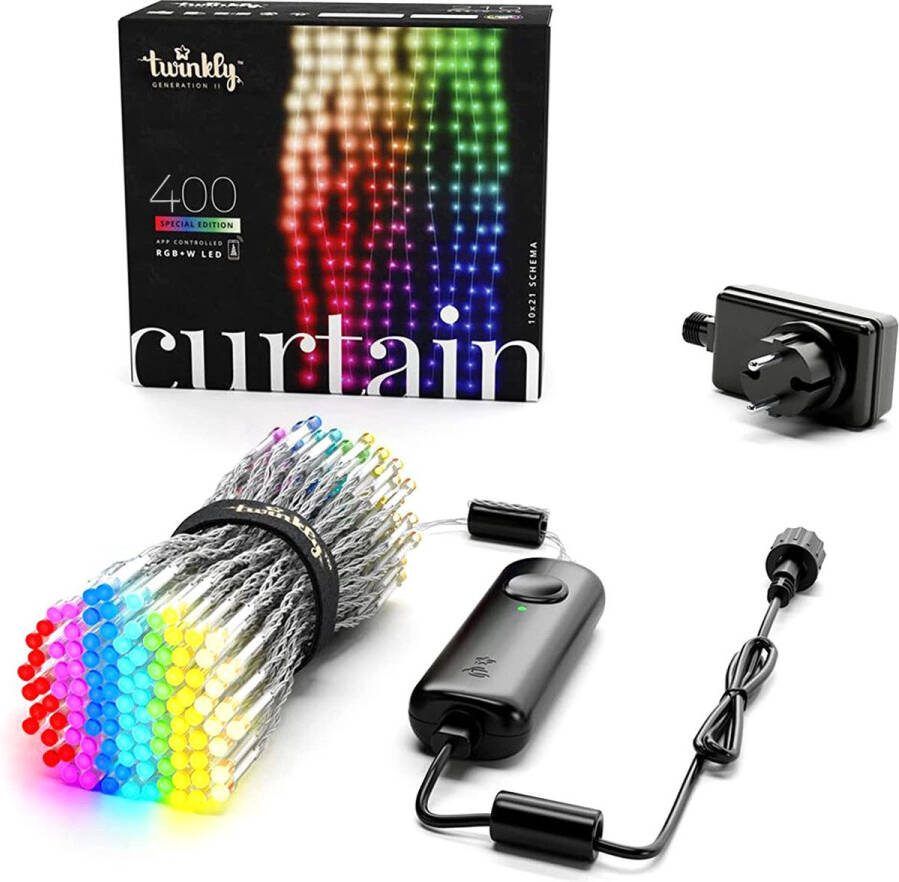 Twinkly Curtain Lichtgordijn – App-gestuurde Slimme Verlichting LED Gordijn 400 RGBW- Binnen & Buiten (IP44) Decoratie Transparant