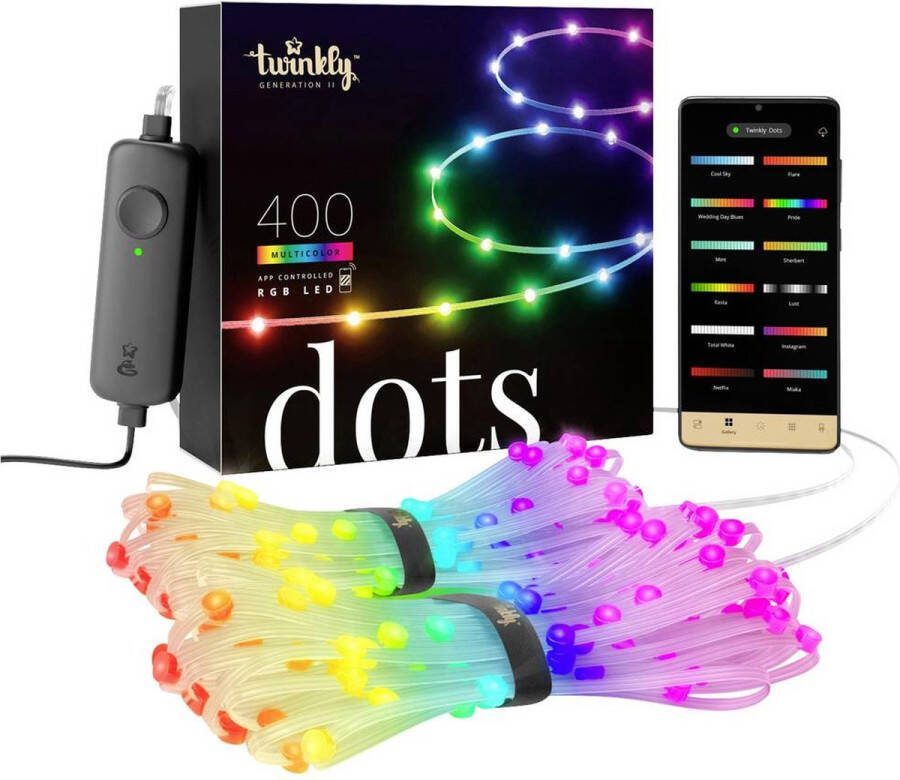 Twinkly TWD400STP-TEU Party-lichtketting Binnen buiten Energielabel: G (A G) werkt op het lichtnet Aantal lampen 400 LED RGB Verlichte lengte: 20 m