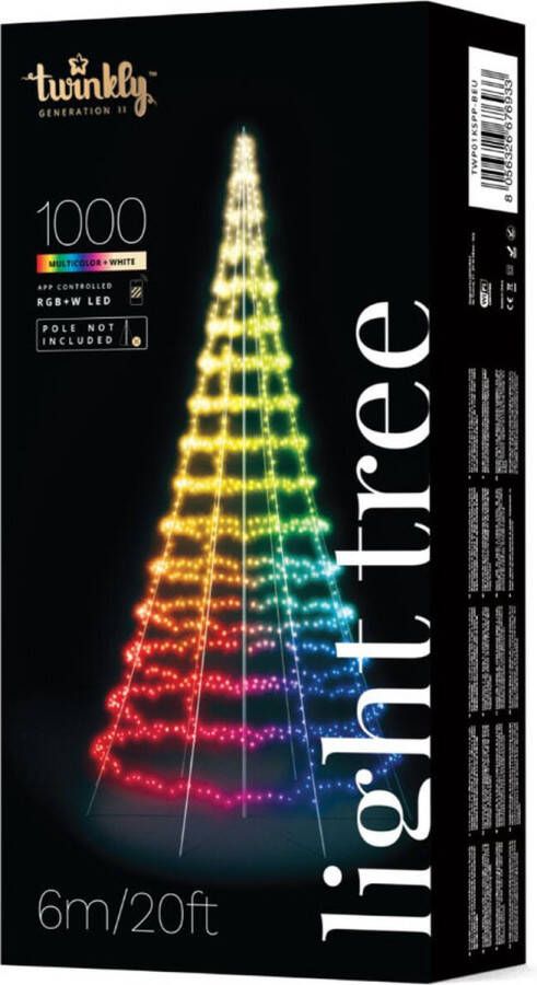 Twinkly Light Tree 6 meter Vlaggenmast Kerstboom 1000 LED Wifi Bluetooth 2e generatie RGB+W Multicolor + wit licht Excl. vlaggenmast