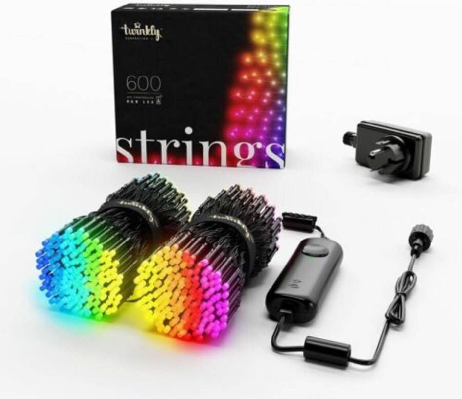 Twinkly Strings- Lichtsnoer 48 Meter LED Verlichting 600LED RGB Dimbaar Binnen & Buiten Verbind met Bluetooth of Wifi Werkt met Homekit Homey Alexa Google Home en Razer Chroma