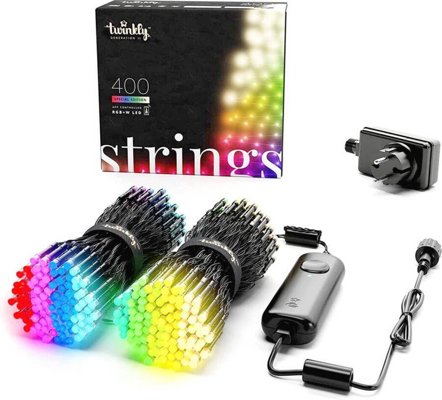 Twinkly Strings- Lichtsnoer 32 Meter LED Verlichting Gekleurd & Warm Licht Dimbaar Binnen & Buiten Verbind met Bluetooth of Wifi Werkt met Homekit Homey Alexa Google Home en Razer Chroma