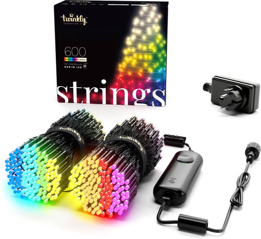 Twinkly Strings Lichtsnoer 48 Meter LED Verlichting Gekleurd & Warm Licht Dimbaar Binnen & Buiten Verbind met Bluetooth of Wifi Werkt met Homekit Homey Alexa Google Home en Razer Chroma