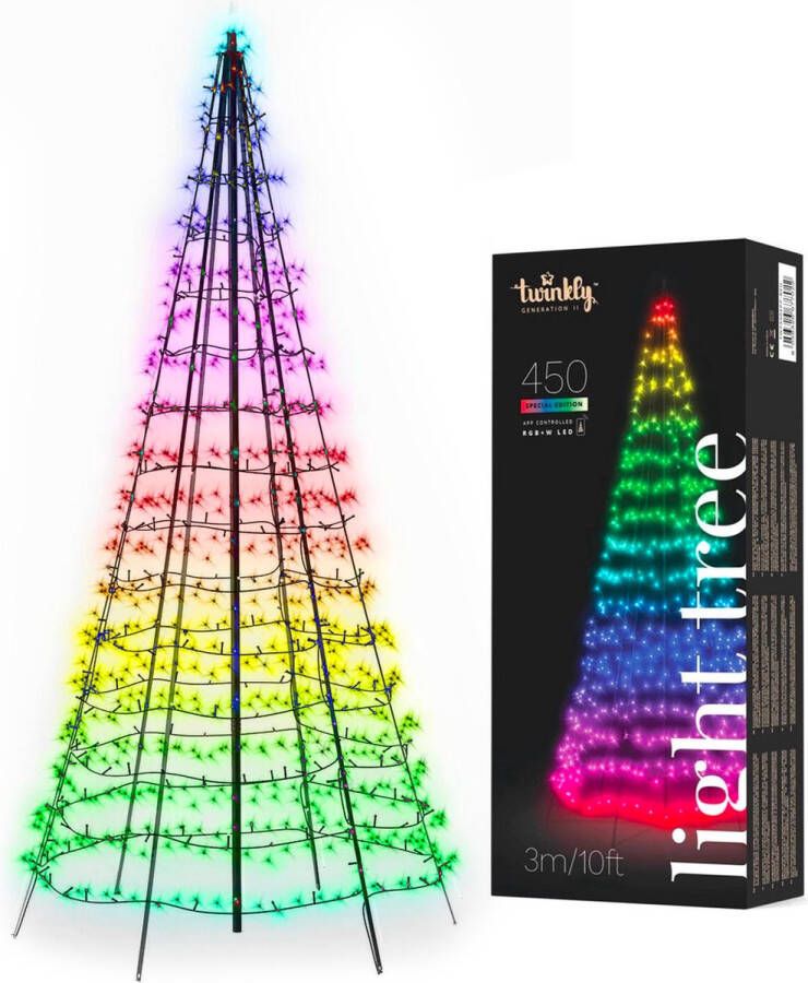 Twinkly Vlaggenmast verlichting Kerstverlichting voor Buiten 3 meter 450 LED incl. mast RGB Licht Zwart