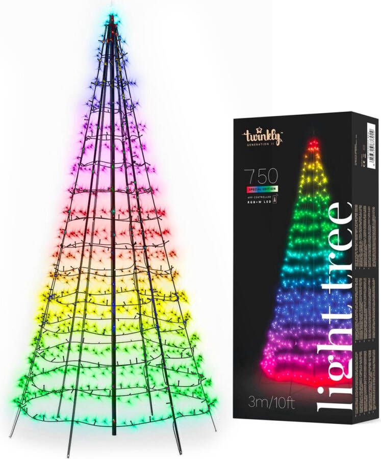 Twinkly Vlaggenmast verlichting Kerstverlichting voor Buiten 4 meter 750 LED incl. mast RGB Licht Zwart