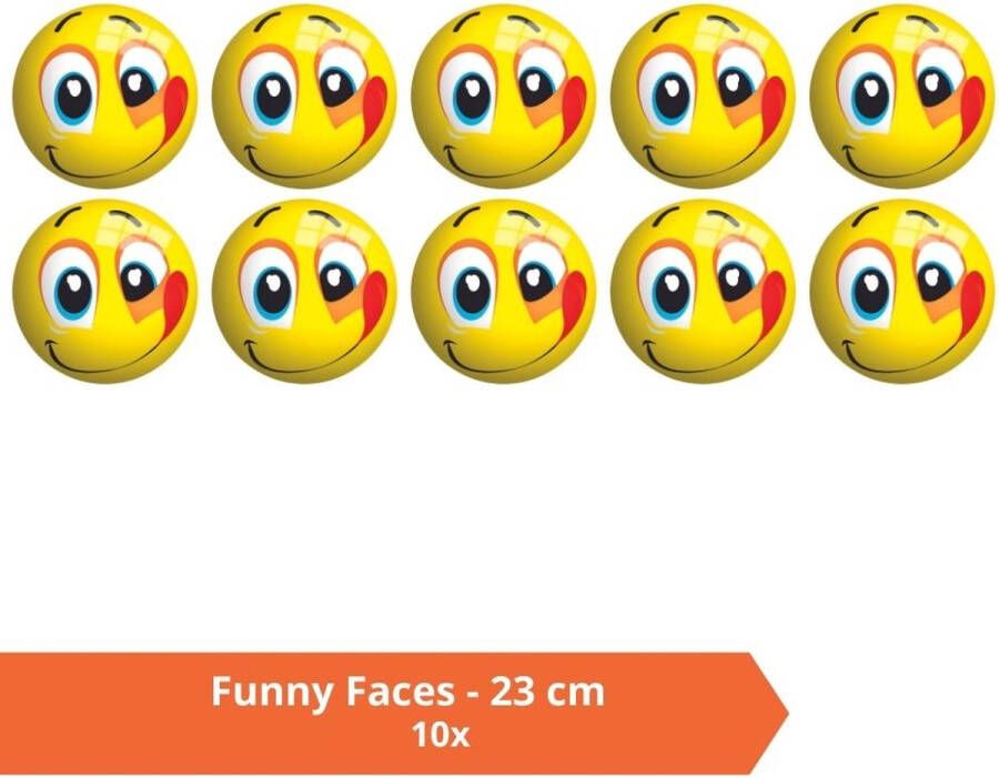 Johntoy Bal Voordeelverpakking Funny Faces 23 cm 10 stuks