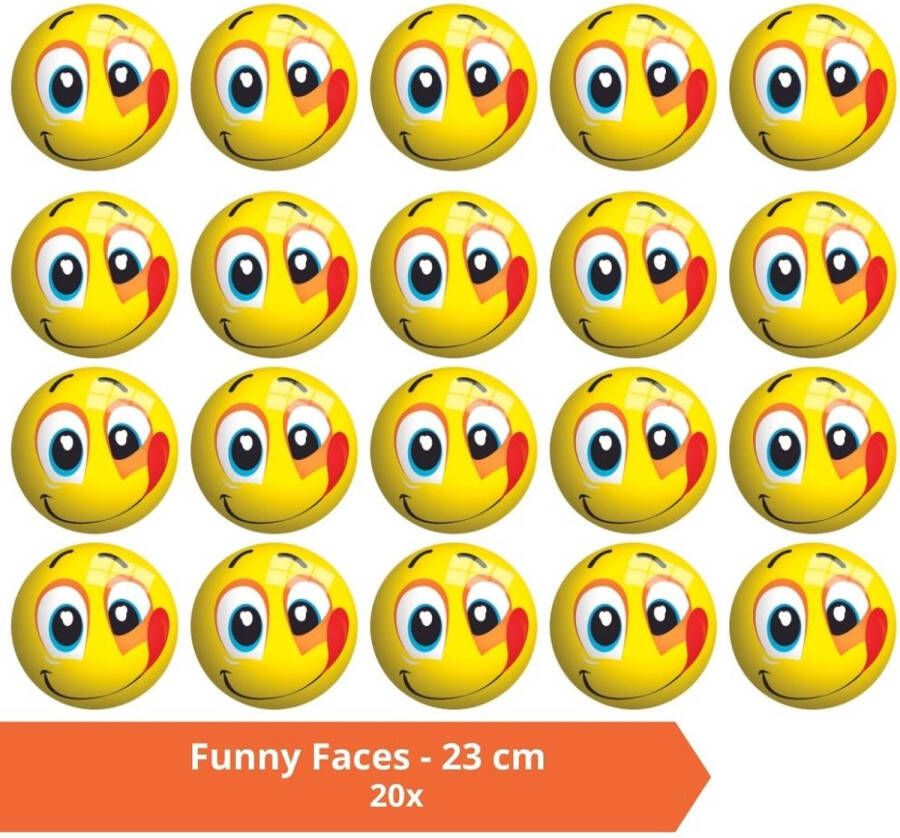 Johntoy Bal Voordeelverpakking Funny Faces 23 cm 20 stuks