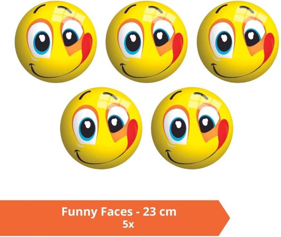 Johntoy Bal Voordeelverpakking Funny Faces 23 cm 5 stuks