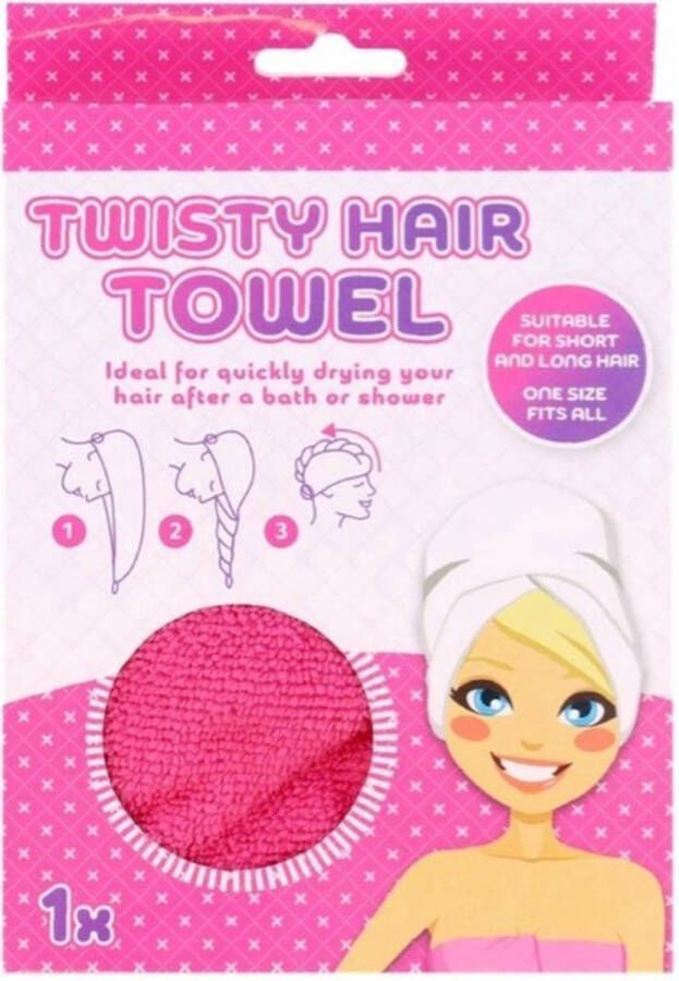 Twisty Haarhanddoek Microvezel Hair Towel Hoofdhanddoek Roze
