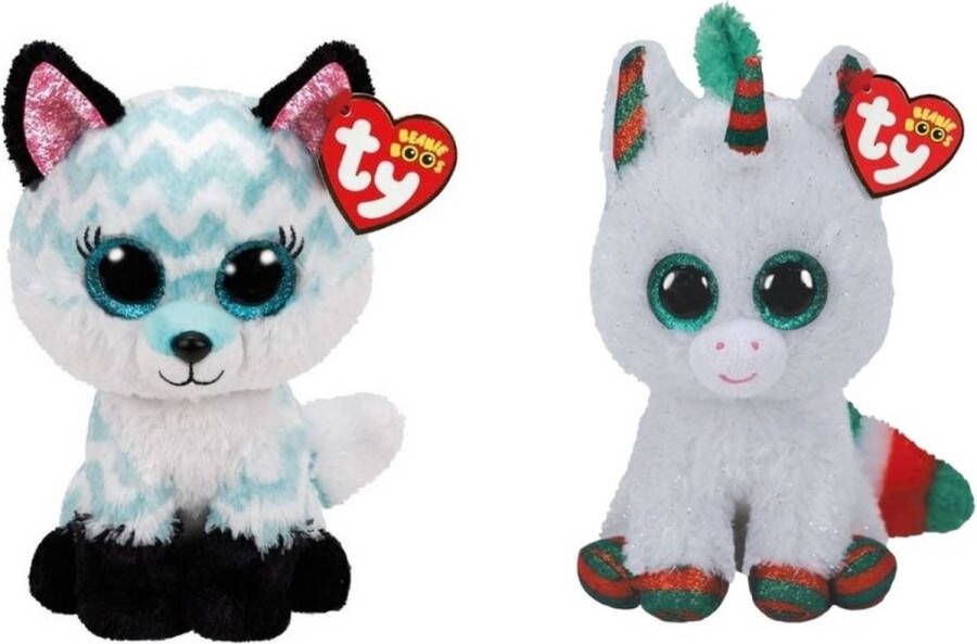 Ty Knuffel Beanie Boo&apos;s Atlas Fox & Christmas Unicorn