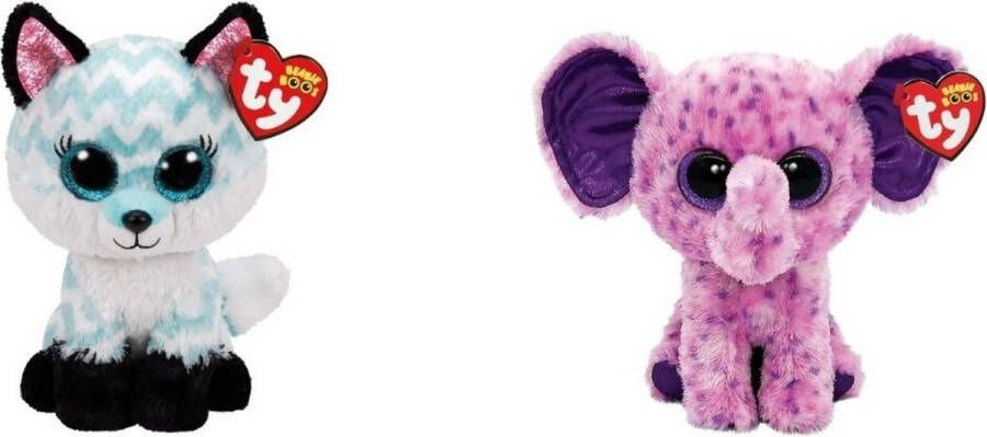 Ty Knuffel Beanie Boo&apos;s Atlas Fox & Eva Elephant