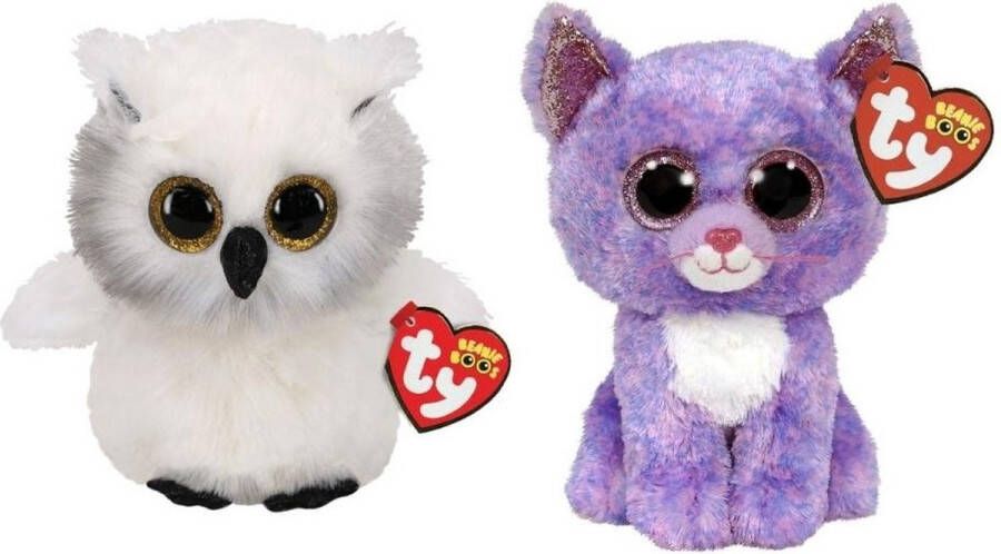 Ty Knuffel Beanie Boo&apos;s Ausitin Owl & Cassidy Cat