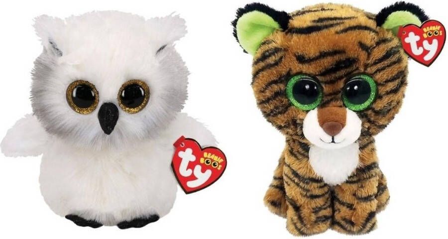 Ty Knuffel Beanie Boo&apos;s Ausitin Owl & Tiggy Tiger