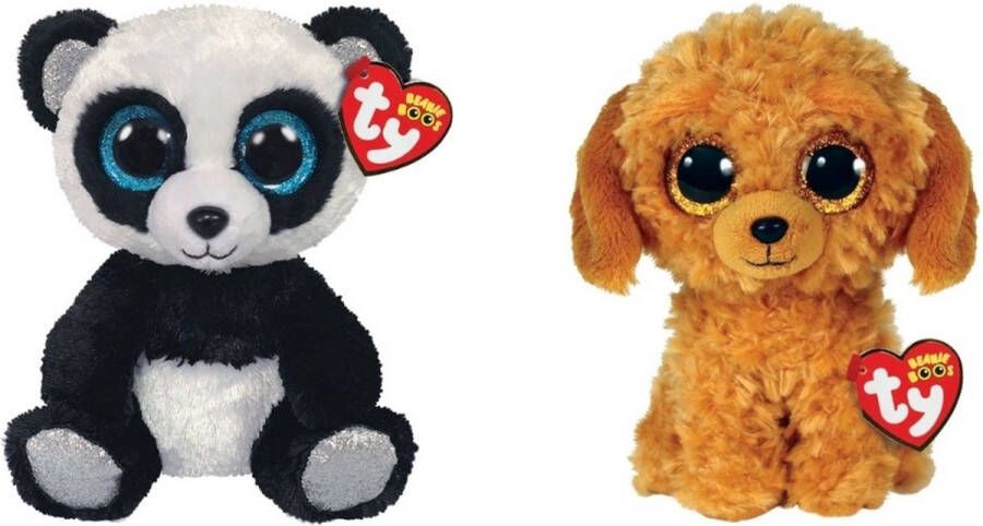 Ty Knuffel Beanie Boo&apos;s Bamboo Panda & Golden Doodle Dog