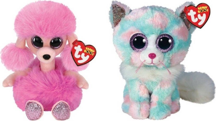 Ty Knuffel Beanie Boo's Camilla Poodle & Opal Cat