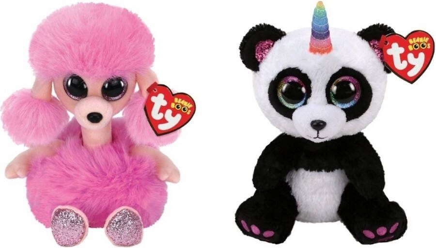 Ty Knuffel Beanie Boo's Camilla Poodle & Paris Panda