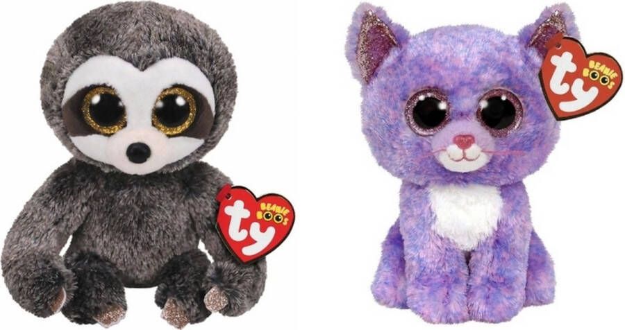 Ty Knuffel Beanie Boo&apos;s Dangler Sloth & Cassidy Cat