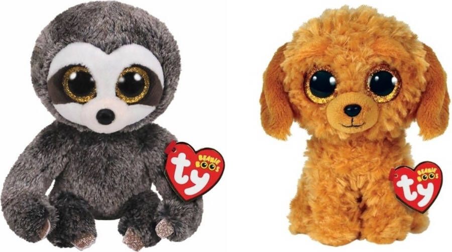 Ty Knuffel Beanie Boo&apos;s Dangler Sloth & Golden Doodle Dog