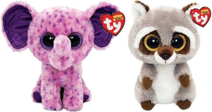 Ty Knuffel Beanie Boo&apos;s Eva Elephant & Racoon