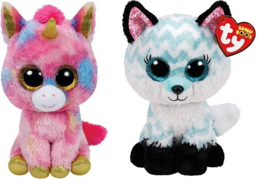 Ty Knuffel Beanie Boo&apos;s Fantasia Unicorn & Atlas Fox