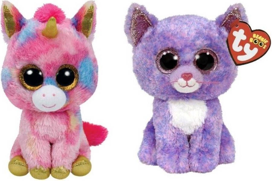 Ty Knuffel Beanie Boo&apos;s Fantasia Unicorn & Cassidy Cat