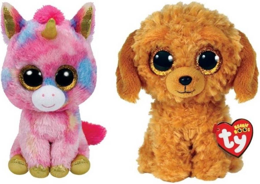 Ty Knuffel Beanie Boo&apos;s Fantasia Unicorn & Golden Doodle Dog