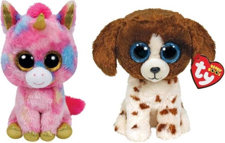 Ty Knuffel Beanie Boo&apos;s Fantasia Unicorn & Muddles Dog