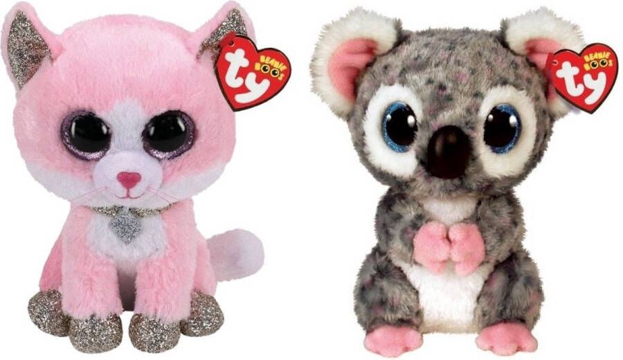 Ty Knuffel Beanie Boo&apos;s Fiona Pink Cat & Karli Koala