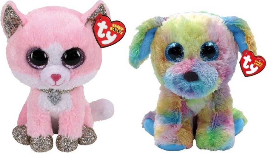 Ty Knuffel Beanie Boo&apos;s Fiona Pink Cat & Max Dog