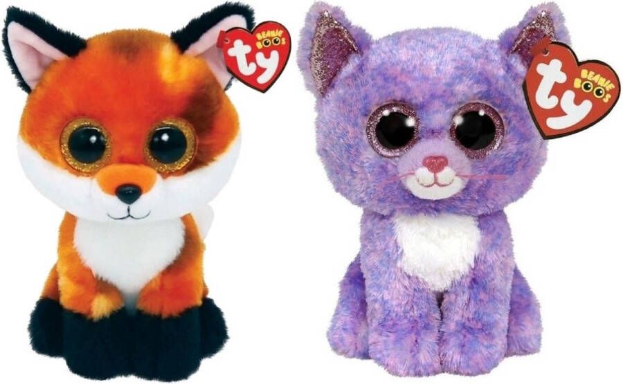 Ty Knuffel Beanie Boo&apos;s Fox & Cassidy Cat