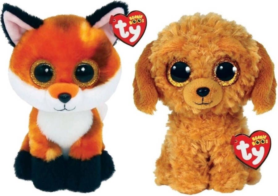 Ty Knuffel Beanie Boo&apos;s Fox & Golden Doodle Dog