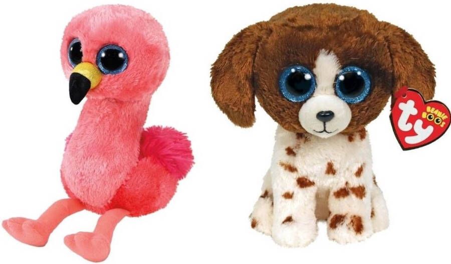 Ty Knuffel Beanie Boo&apos;s Gilda Flamingo & Muddles Dog