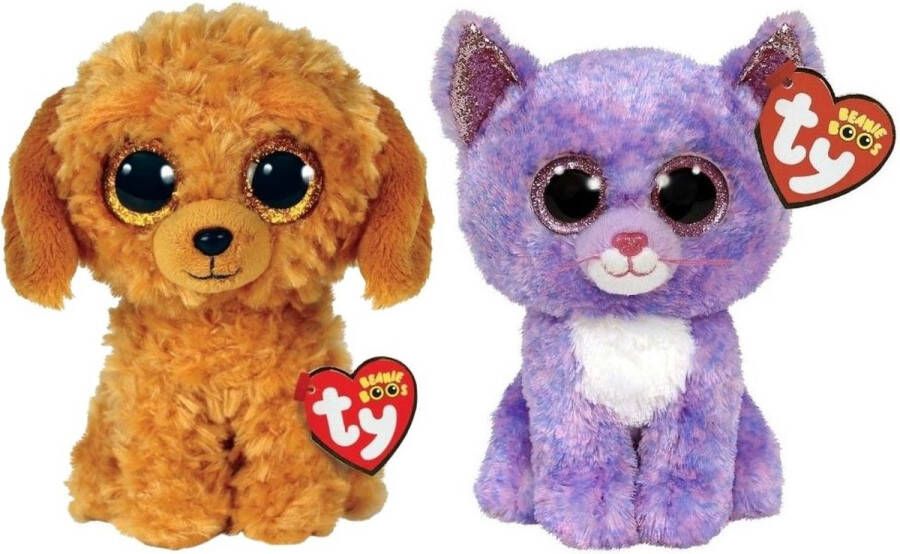 Ty Knuffel Beanie Boo&apos;s Golden Doodle Dog & Cassidy Cat