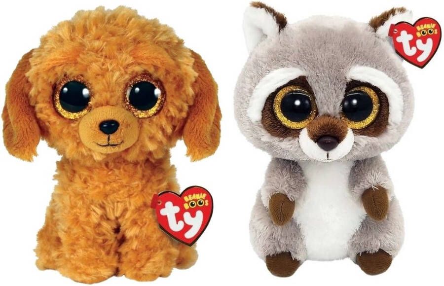 Ty Knuffel Beanie Boo&apos;s Golden Doodle Dog & Racoon