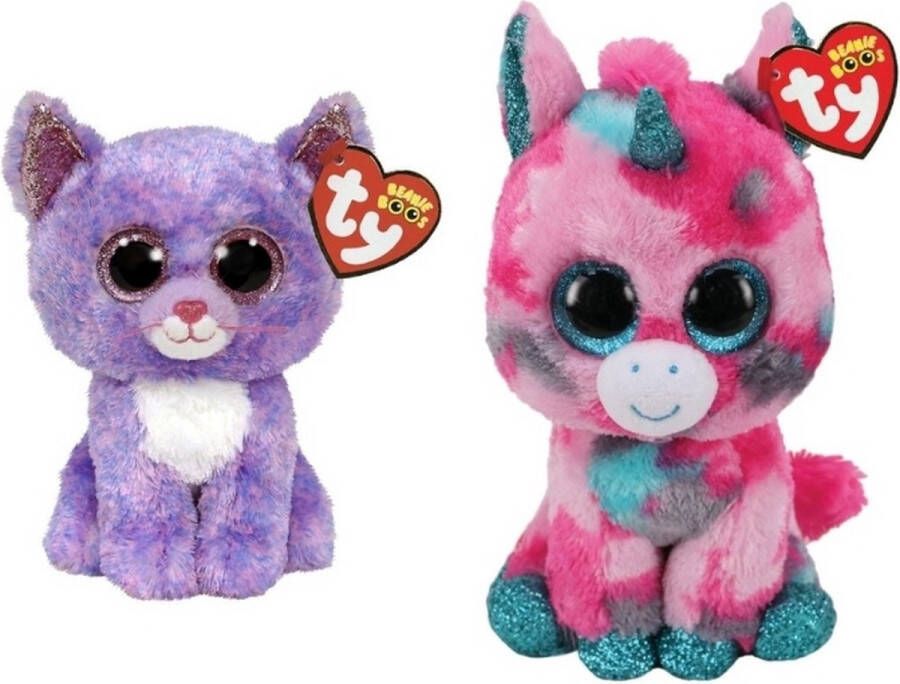 Ty Knuffel Beanie Boo&apos;s Gumball Unicorn & Cassidy Cat