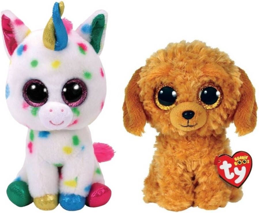 Ty Knuffel Beanie Boo&apos;s Harmonie Unicorn & Golden Doodle Dog