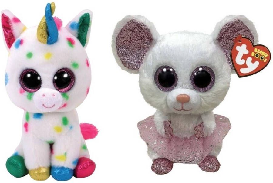 Ty Knuffel Beanie Boo&apos;s Harmonie Unicorn & Muddles Dog