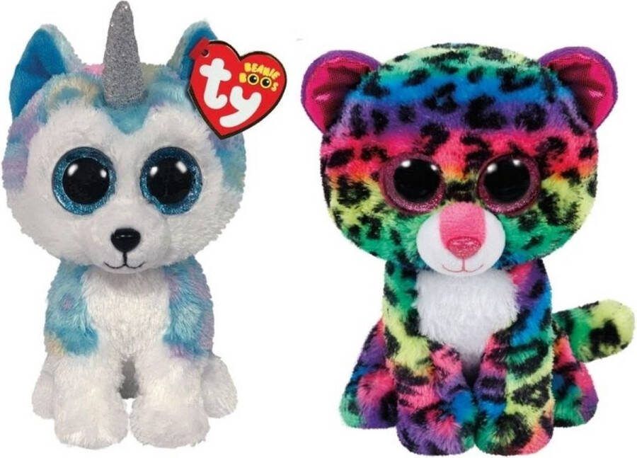 Ty Knuffel Beanie Boo's Helena Husky & Dot Leopard