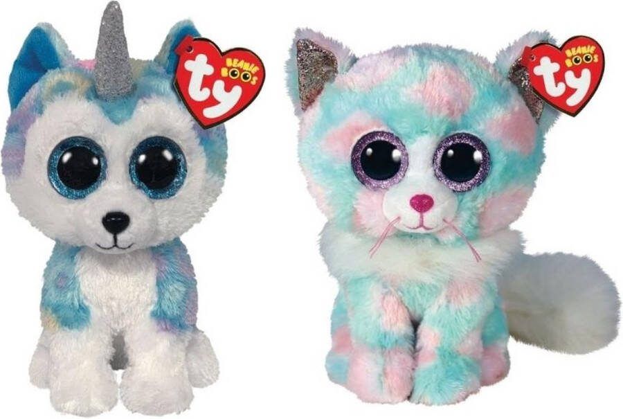Ty Knuffel Beanie Boo's Helena Husky & Opal Cat