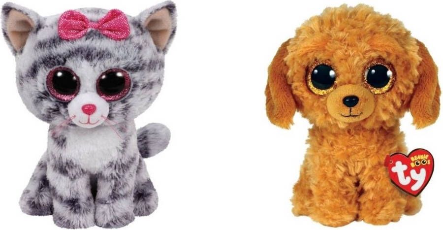 Ty Knuffel Beanie Boo&apos;s Kiki Cat & Golden Doodle Dog