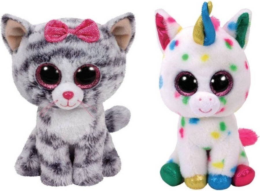 Ty Knuffel Beanie Boo's Kiki Cat & Harmonie Unicorn