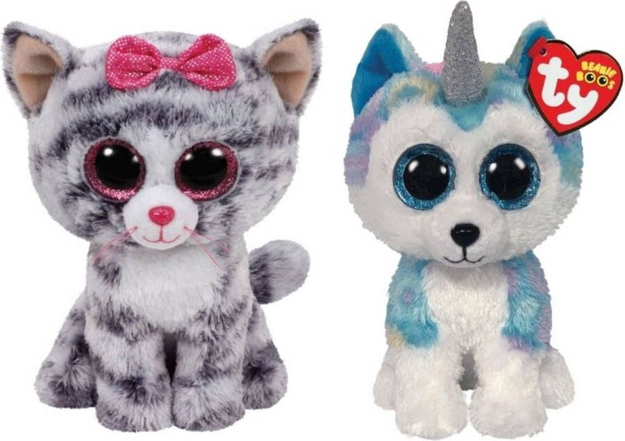 Ty Knuffel Beanie Boo's Kiki Cat & Helena Husky