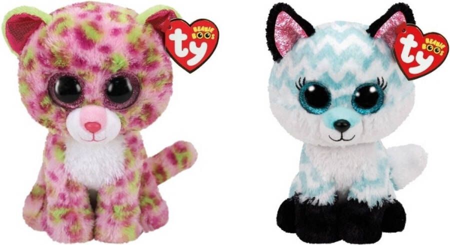 Ty Knuffel Beanie Boo&apos;s Lainey Leopard & Atlas Fox