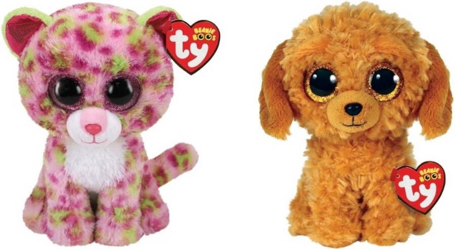 Ty Knuffel Beanie Boo&apos;s Lainey Leopard & Golden Doodle Dog