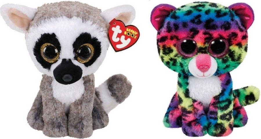 Ty Knuffel Beanie Boo's Linus Lemur & Dot Leopard