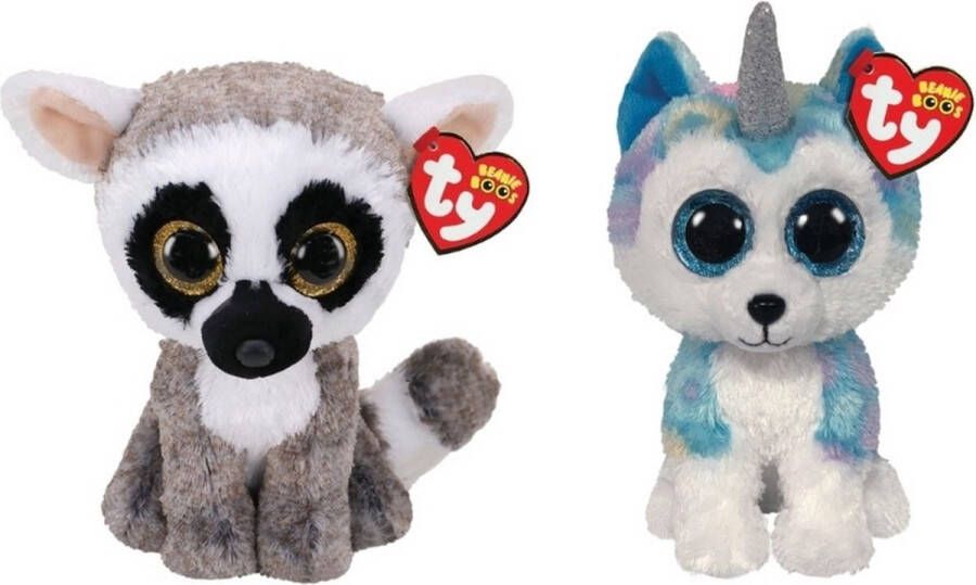 Ty Knuffel Beanie Boo&apos;s Linus Lemur & Helena Husky