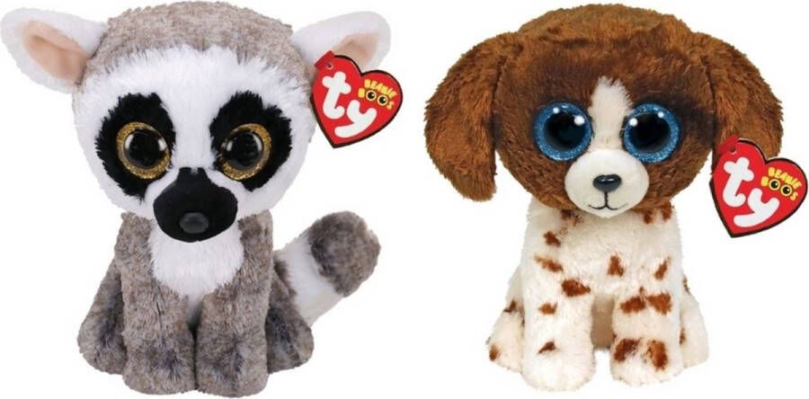 Ty Knuffel Beanie Boo&apos;s Linus Lemur & Muddles Dog