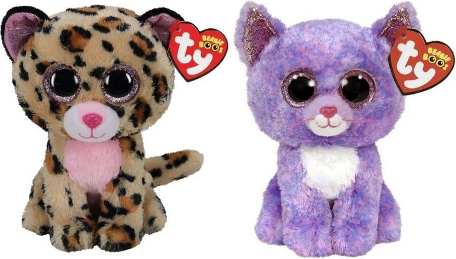 Ty Knuffel Beanie Boo&apos;s Livvie Leopard & Cassidy Cat