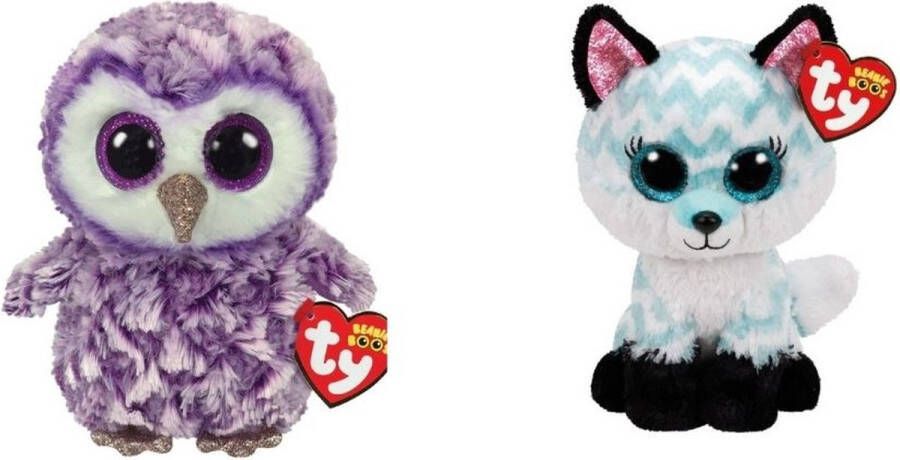 Ty Knuffel Beanie Boo&apos;s Moonlight Owl & Atlas Fox